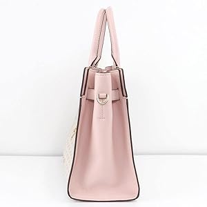 Michael Kors Hamilton Medium Vanilla MK Signature Pink Satchel Crossbody Handbag