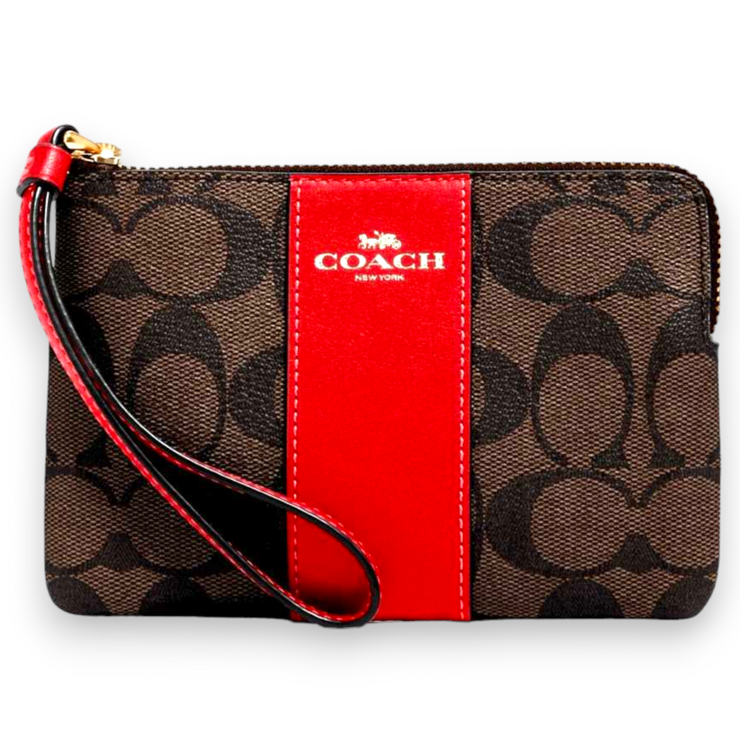 Coach Corner Zip Signature PVC Wristlet