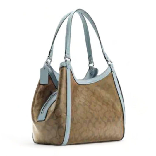 COACH KRISTY SHOULDER SIGNATURE C6232 IN KHAKI POWDER BLUE