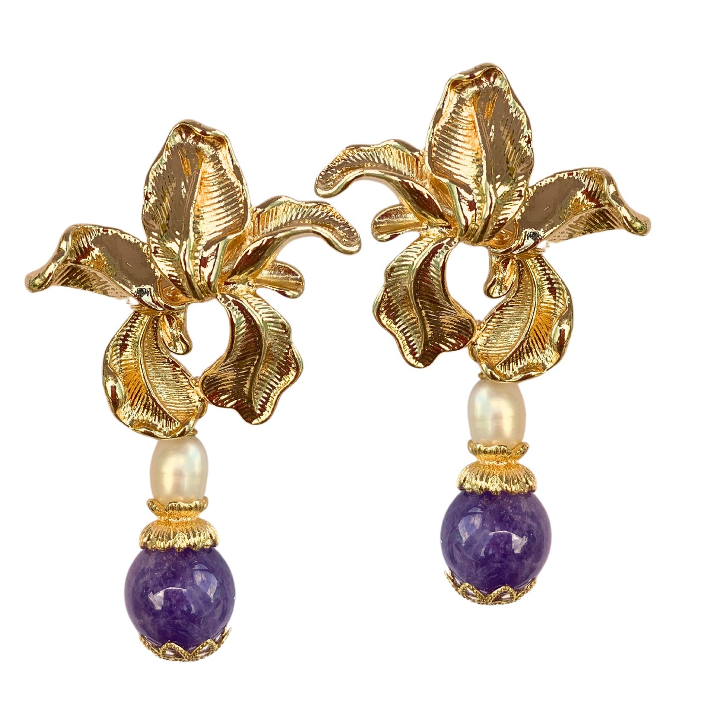 Golden Orchid Cascade Earrings