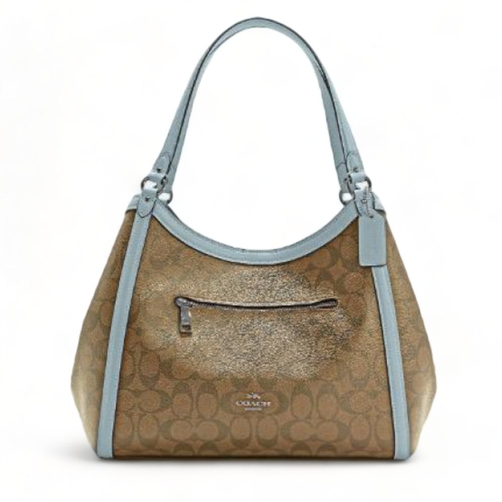 COACH KRISTY SHOULDER SIGNATURE C6232 IN KHAKI POWDER BLUE