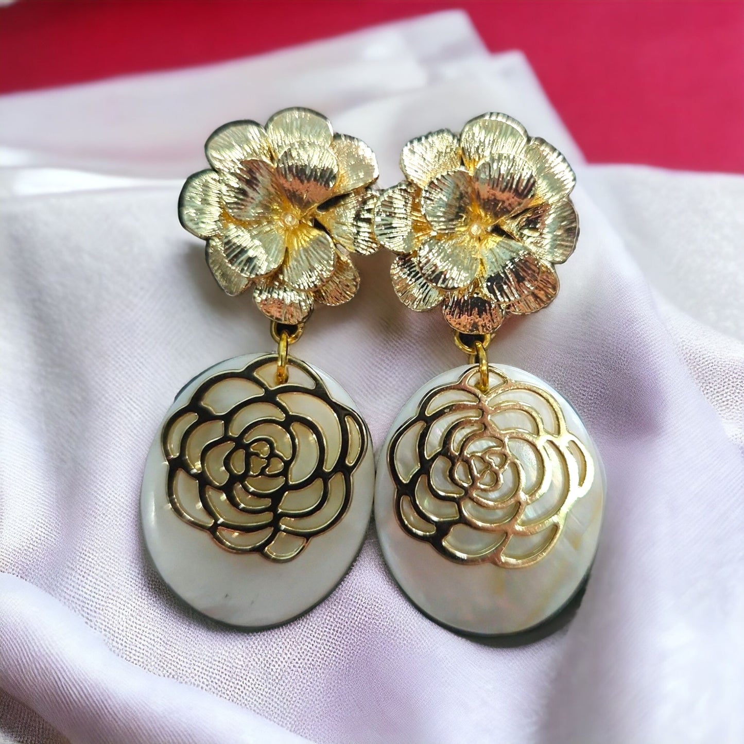 Floral Opulence Mother of Pearl Earrings